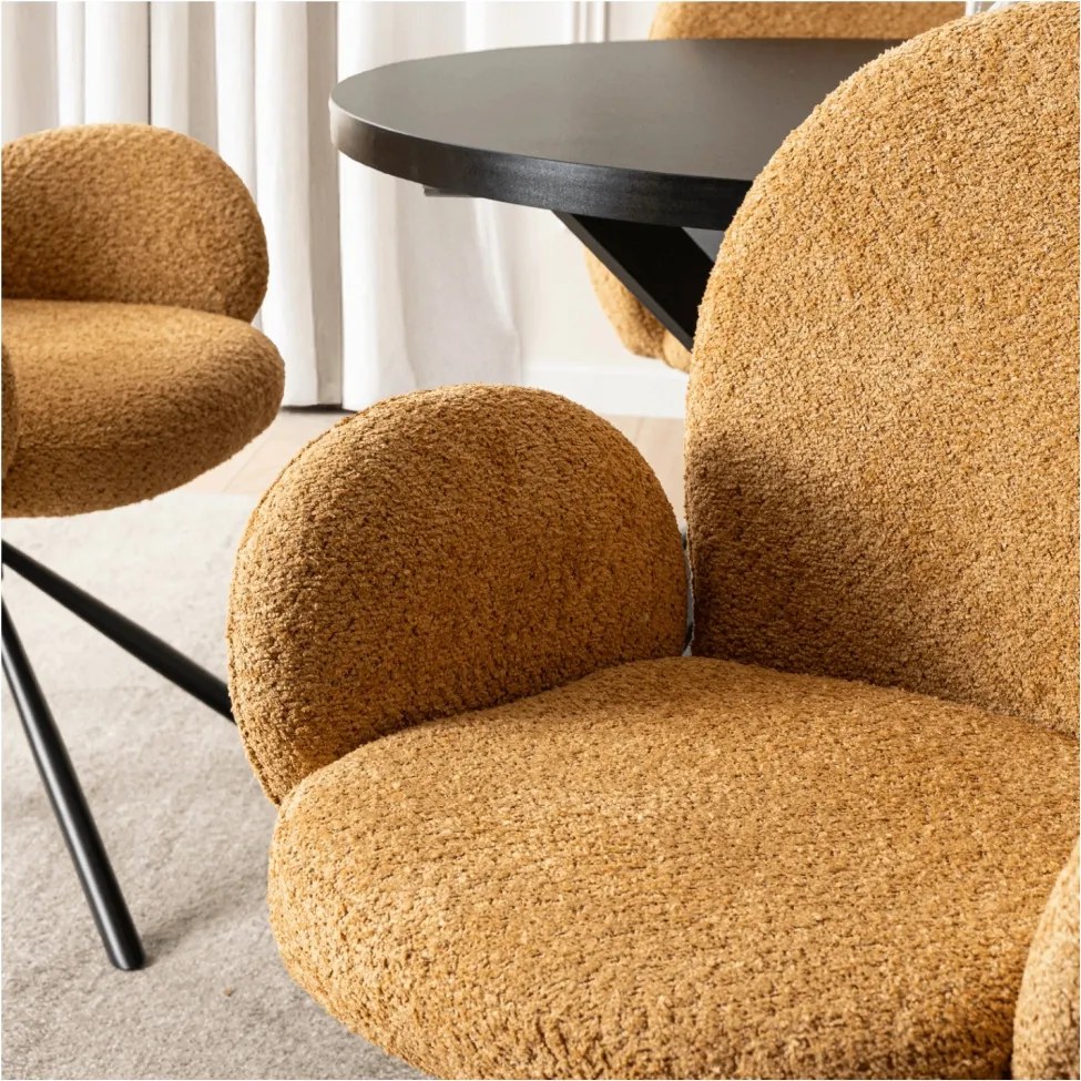 Fortó Étkezőszék Mustár Bouclé Kárpittal. MUSSO