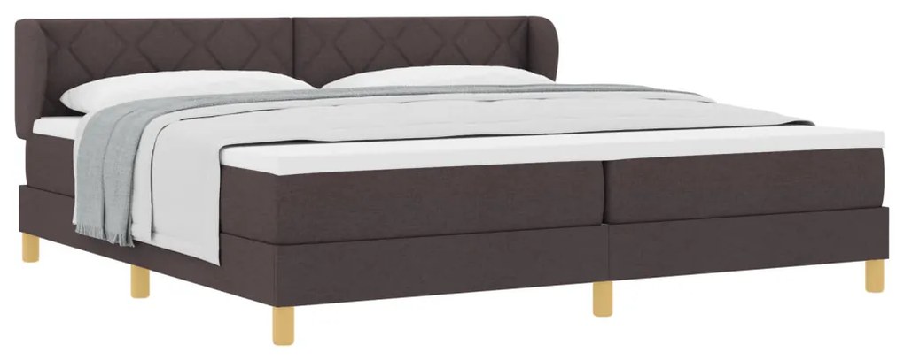 Boxspring ágy matraccal, sötétbarna, 200x200 cm, szövet