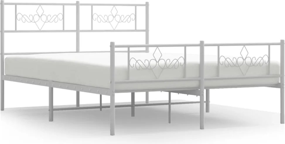 vidaXL fehér fém ágykeret fej- és lábtámlával 120 x 190 cm