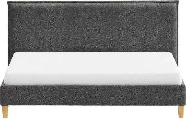 Sötétszürke kárpitozott franciaágy ágyráccsal 200x200 cm Tina – Ropez