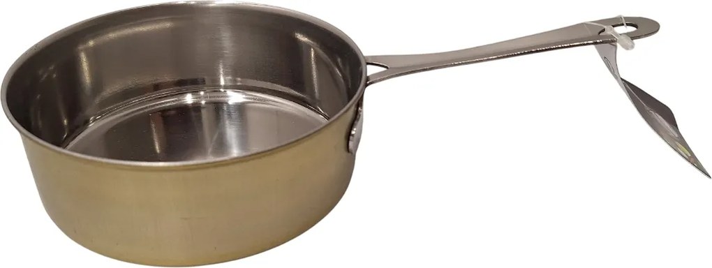 Mini Serpenyő snack ételek tálalásához acél edény 300 ml arany