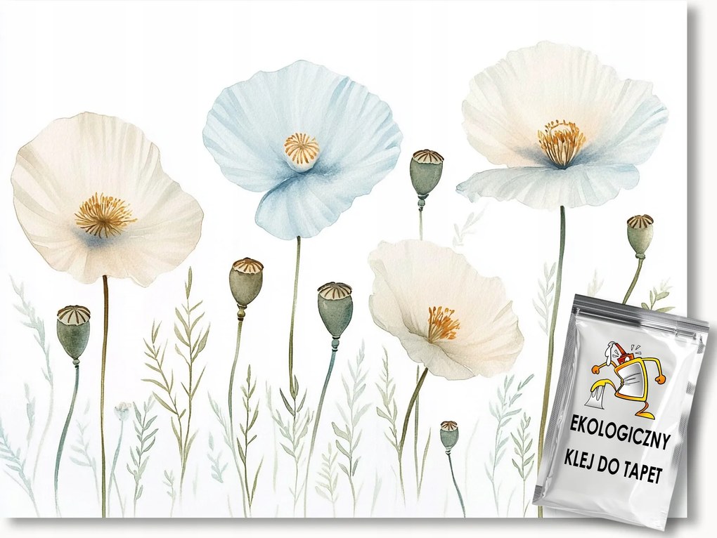 Fotótapéta Flizelina Akvarell Természet Kert Virágok Pipacsok Boho 200x140 ragasztó
