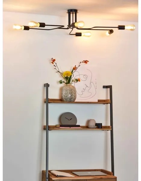 Lucide 21112/06/30 - Felületre szerelhető csillár LESTER 6xE27/40W/230V fekete