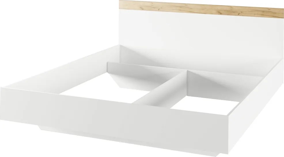 Dupla ágy, 160x200, féher/artisan tölgy, GABRIELA