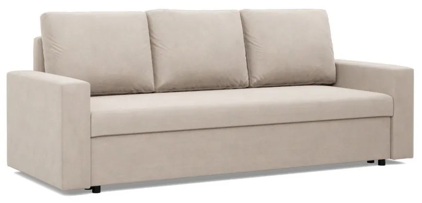 Zeus kanapéágy, bársony, hab töltet, egyenes kartámasz, bézs