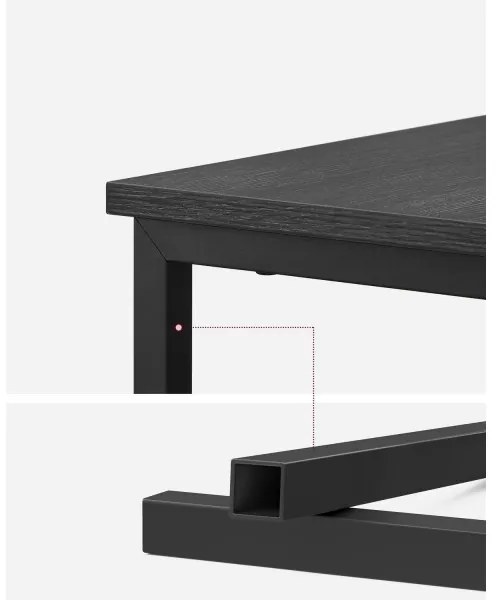 ROD fekete oldalsó asztal beépített konnektorokkal és USB-portokkal