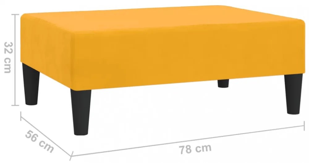 sárga bársony lábzsámoly 78 x 56 x 32 cm