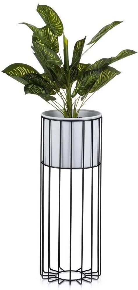 Fém virágcserép LOFT 55x20 cm fekete/fehér