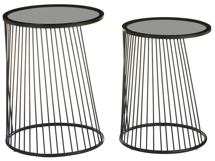 Kerek tárolóasztal szett üveg asztallappal 2 db-os Trento – Premier Housewares