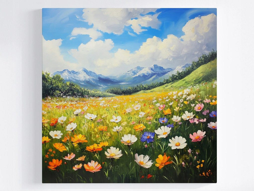 Poszter Hegyi Rét Mezei Virágok Tavaszi Tájkép 40x40