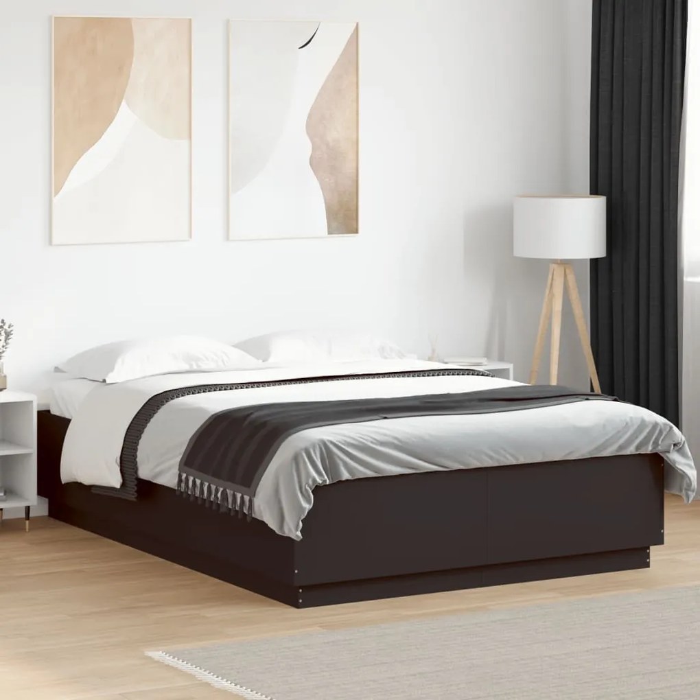 vidaXL fekete ágykeret LED-es matrac nélkül 150 x 200 cm