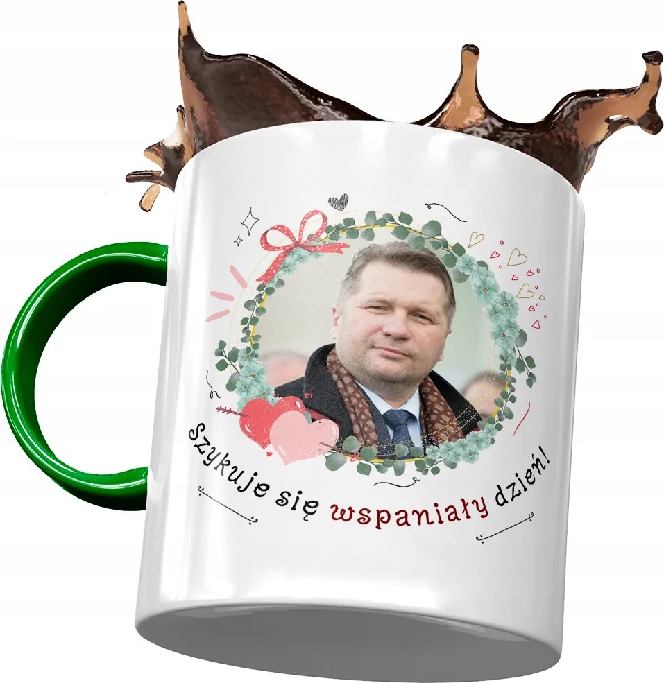 Bögre Zöld-Fekete Pis Ajándék Nyomtatott Fotóval