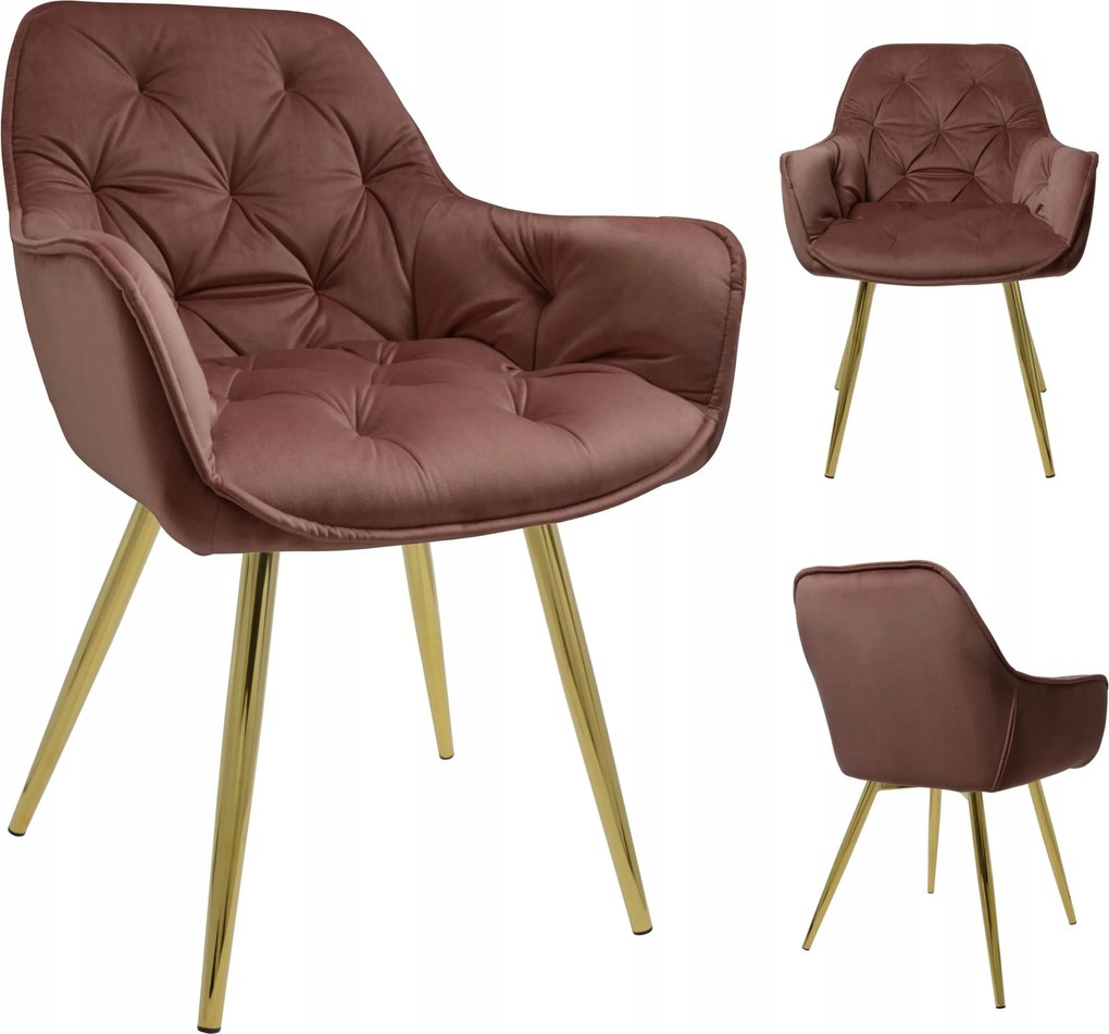 Kárpitozott Szék Velúr Étkező Nappali Fotel Modern Loft Steppelt