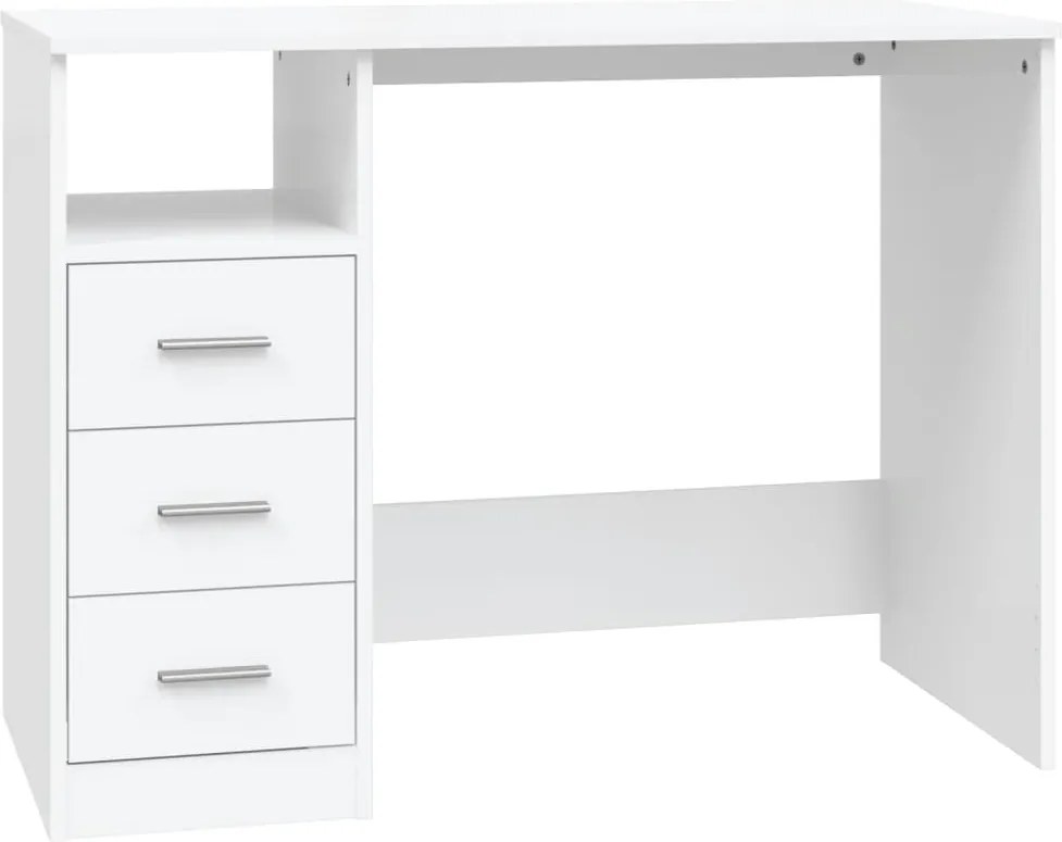 vidaXL fehér szerelt fa íróasztal fiókokkal 102 x 50 x 76 cm
