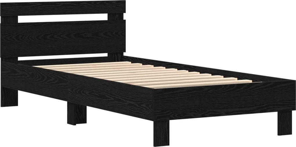 vidaXL Ágykeret leddel fejtámlával Fekete tölgy 90 x 200 cm Faanyag