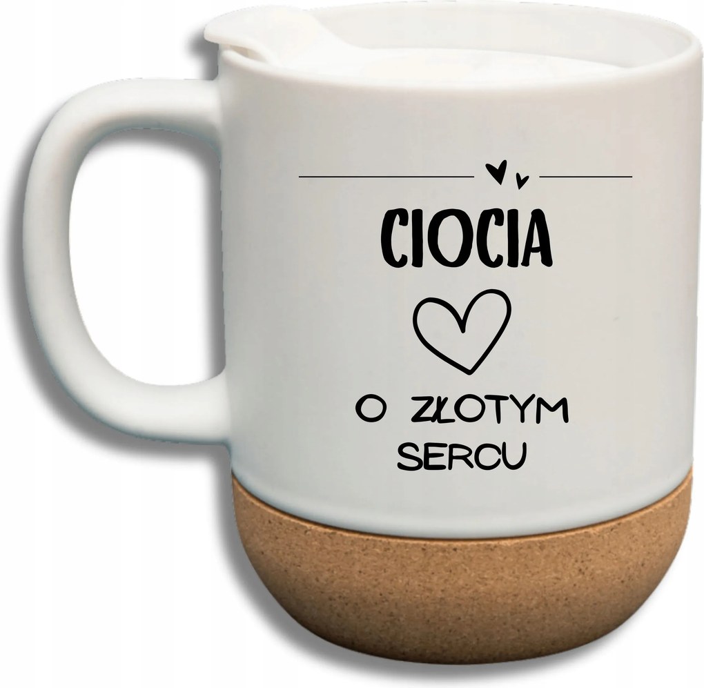 Fehér Bögre Fedéllel És Parafa Aljjal Ajándék Nagynéni