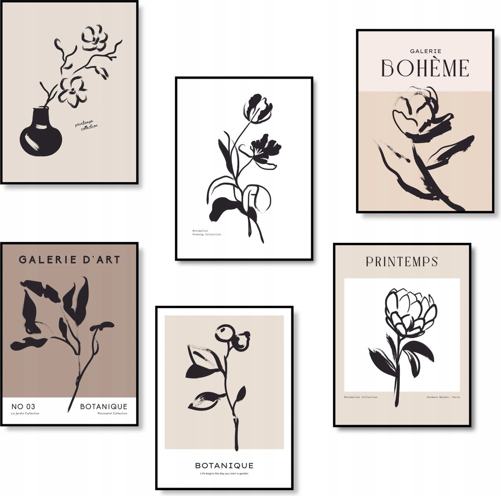 Boho Poszterek Boho Dekoráció 6 db-os A4-ES Poszter Szett Nappaliba *Sok minta*