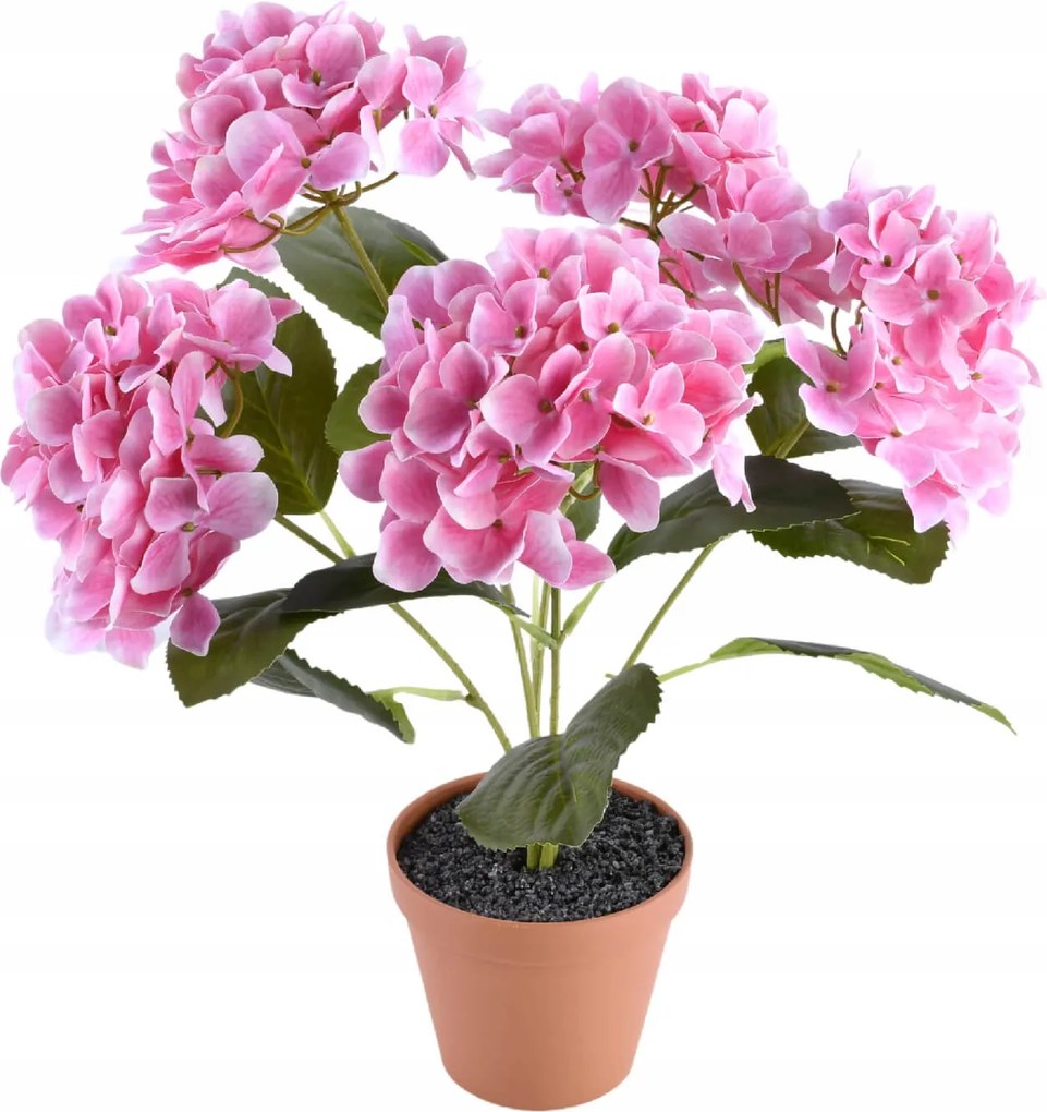 Mesterséges virágok hortenzia cserépben vegyes színek 44 cm rózsaszín kert terasz