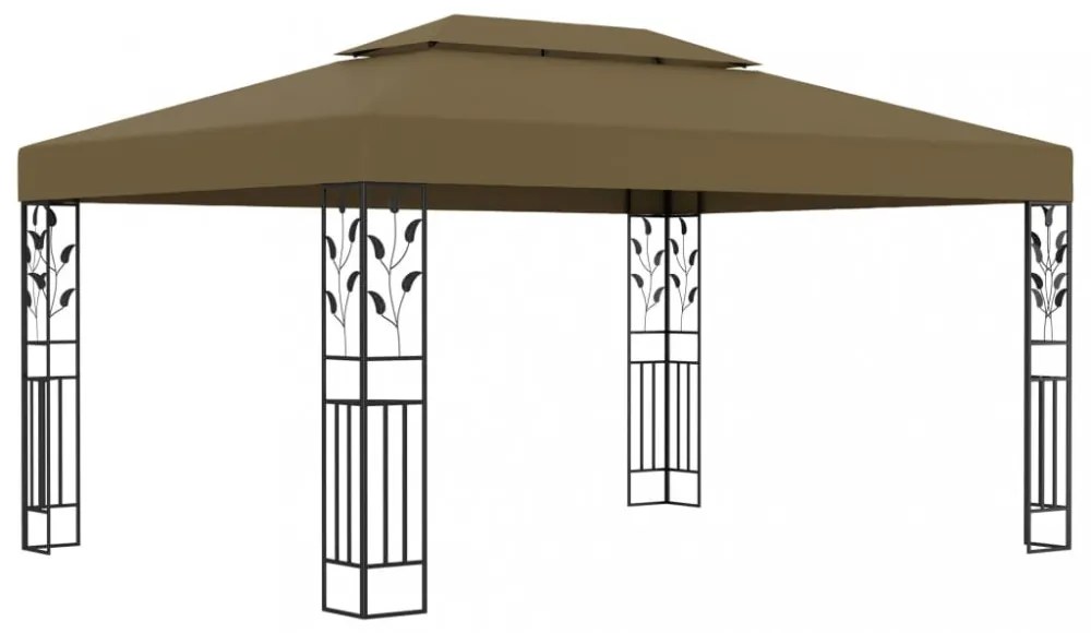 tópszínű dupla tetős pavilon LED fényfüzérrel 3 x 4 m