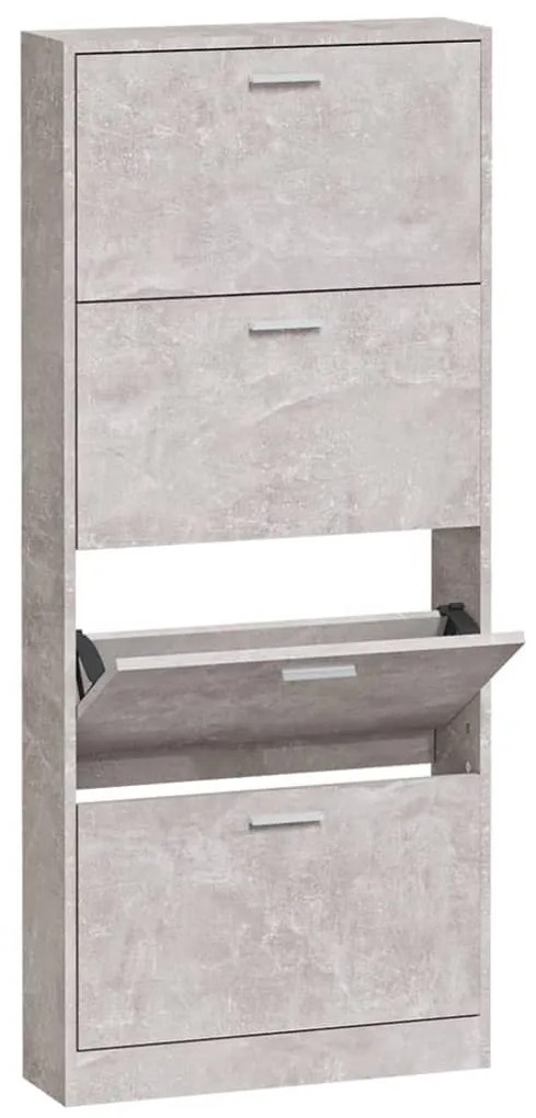 betonszürke szerelt fa cipőszekrény 59x17x150 cm