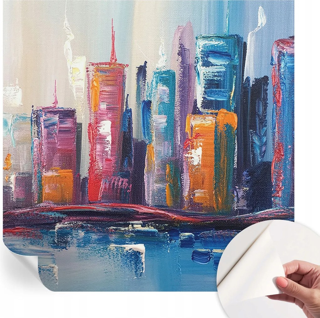 Fotótapéta Öntapadós Dekoratív tapéta Színes város 250x250 cm