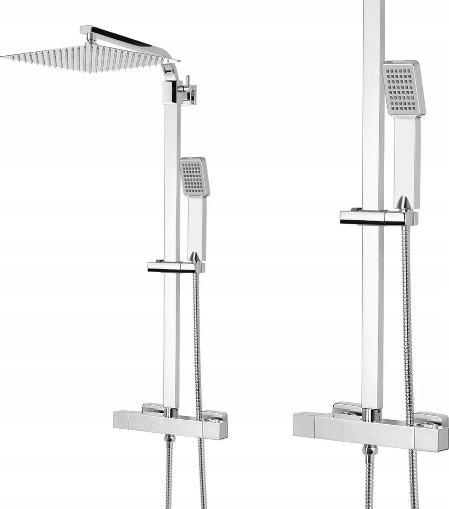 Zuhanyfej Termosztáttal Esőztető 25 Szögletes Zuhanyoszlop