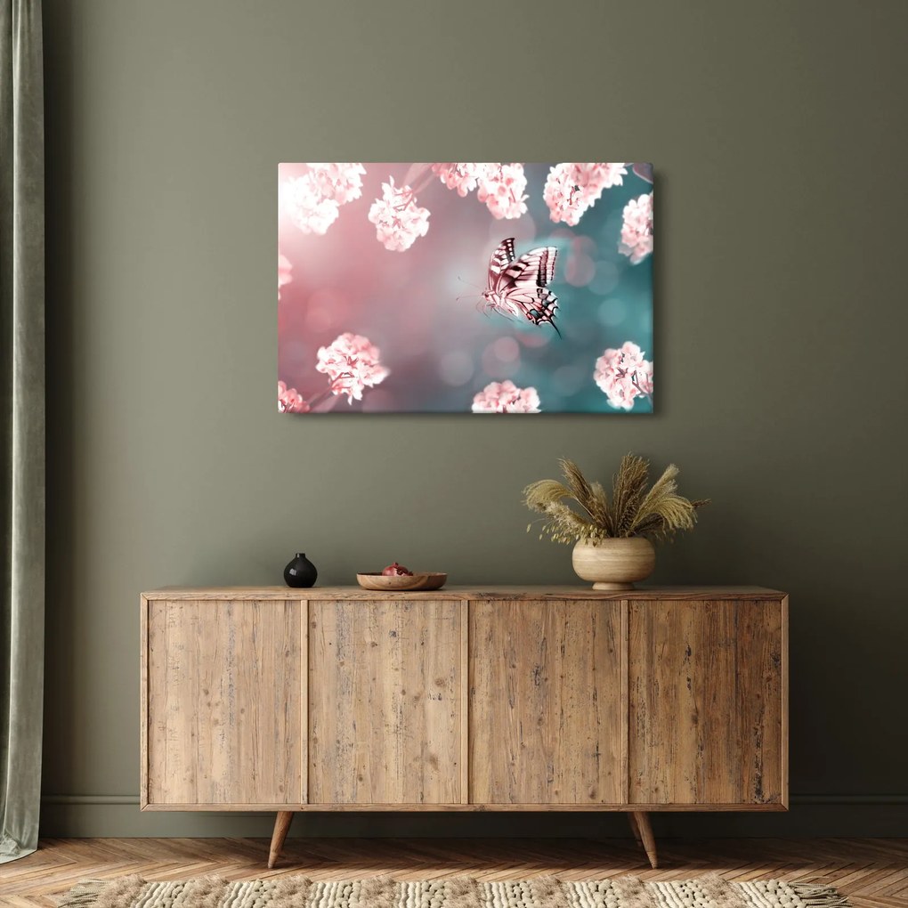 Kép - pillangó a virágok között (90x60 cm)
