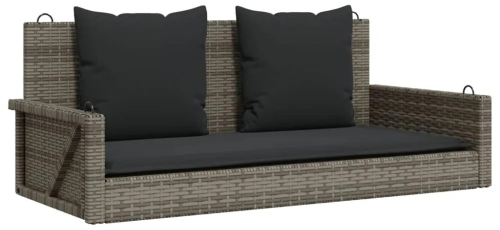 szürke polyrattan hintapad párnákkal 119x56x48 cm
