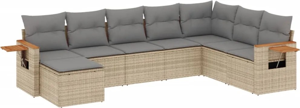 vidaXL 8 részes bézs polyrattan kerti ülőgarnitúra párnával