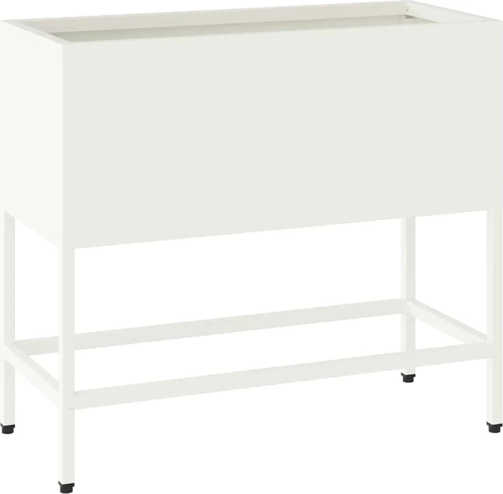 vidaXL Magas Kerti Cserép Fehér 60 x 26 x 45 cm Acél