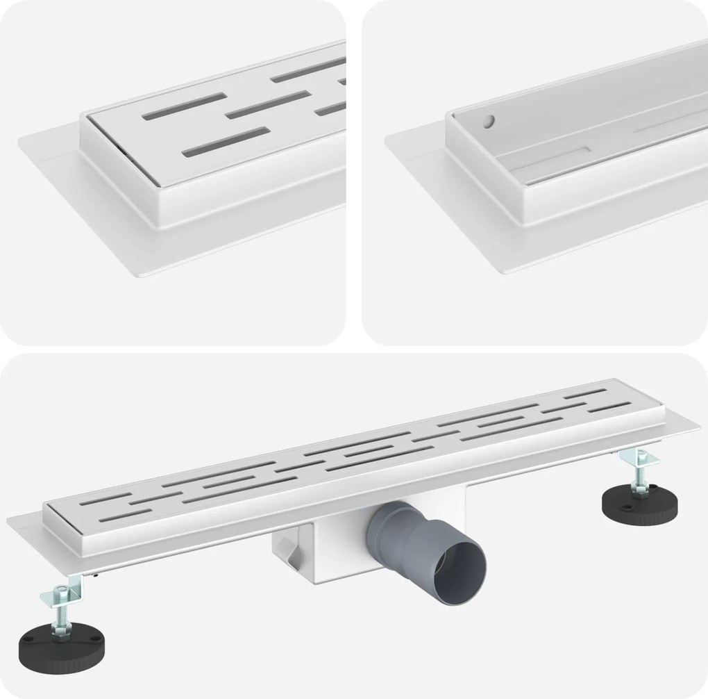 vidaXL Zuhanylefolyó vonalformával Ezüst 50 cm Rozsdamentes acél 304