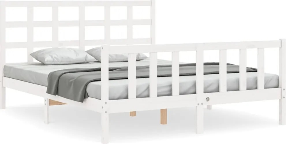 vidaXL fehér tömör fenyőfa ágy matrac nélkül 160 x 200 cm