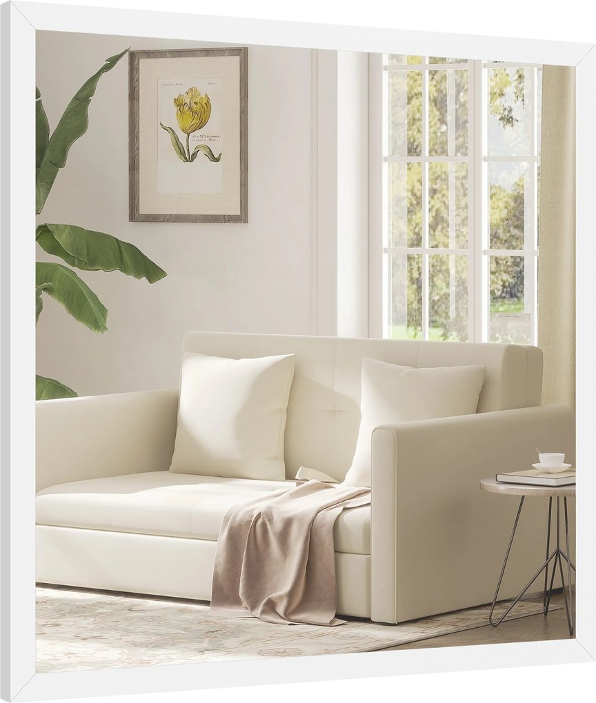 HOMCOM négyzet fali tükör 50×50 cm – fehér MDF keret | Aosom