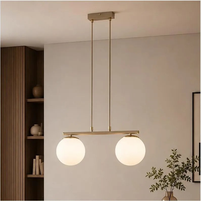 Brilagi - MILO kábeles függeszték 2xE27/60W/230V bézs/arany