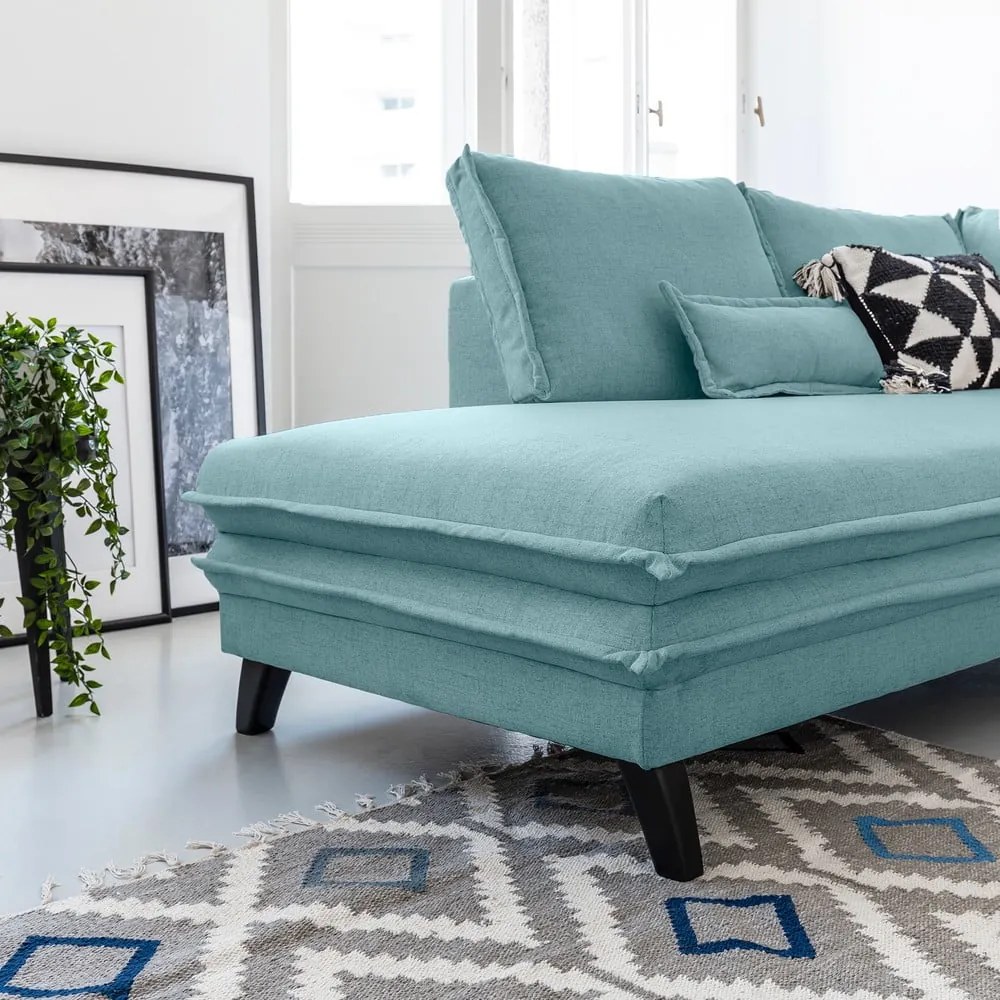 Charming Charlie világoskék kinyitható U alakú kanapé, bal oldali - Miuform