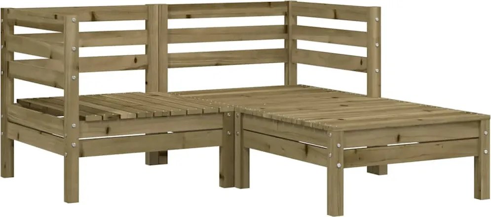 vidaXL 2 személyes impregnált fenyőfa kerti kanapé lábtartóval