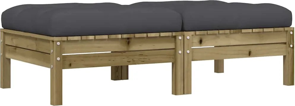 vidaXL 2 db impregnált fenyőfa kerti lábzsámoly párnával