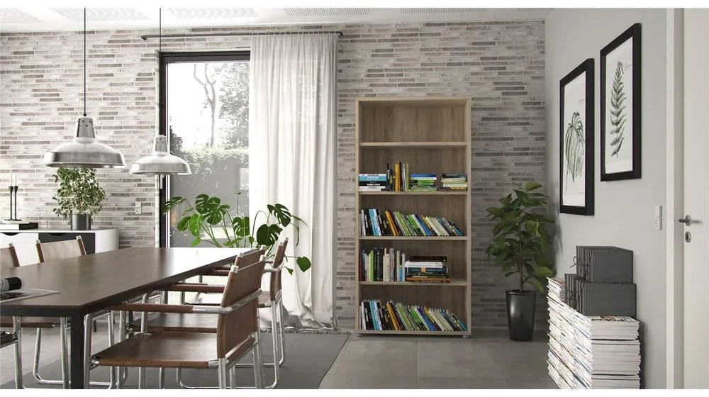 Natúr színű moduláris könyvespolc tölgyfa dekorral 89x189 cm Prima – Tvilum