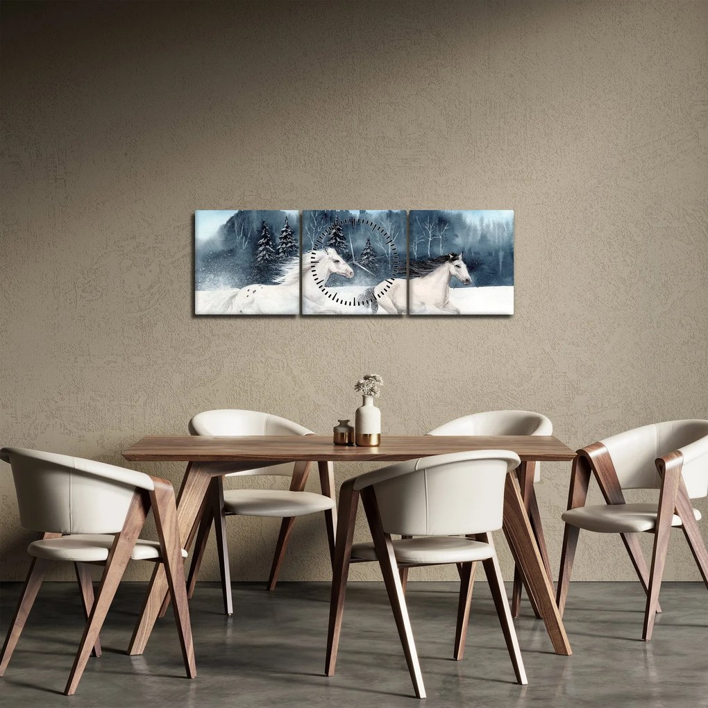 Festett lovak képe (órával) (90x30 cm)