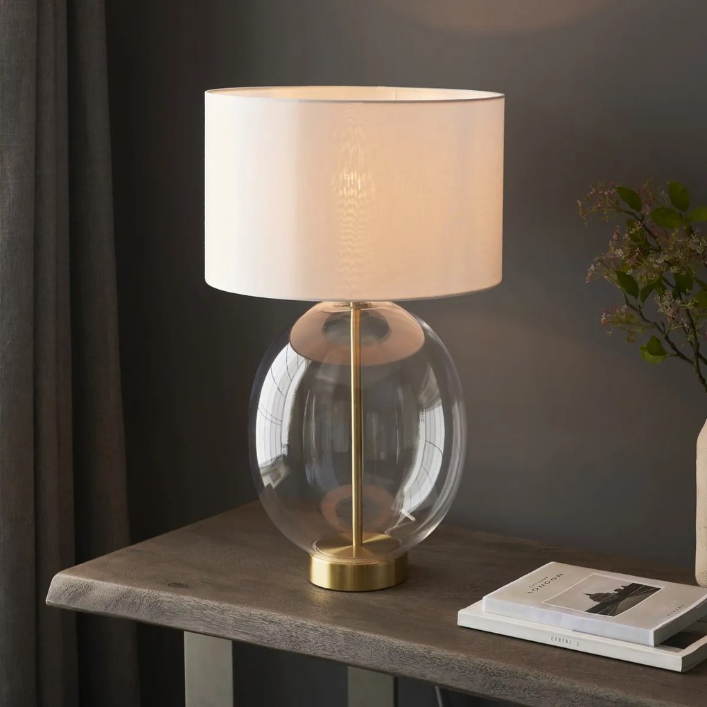 Endon glamour modern asztali lámpa kelda oval fehér sárgaréz átlátszó end99292