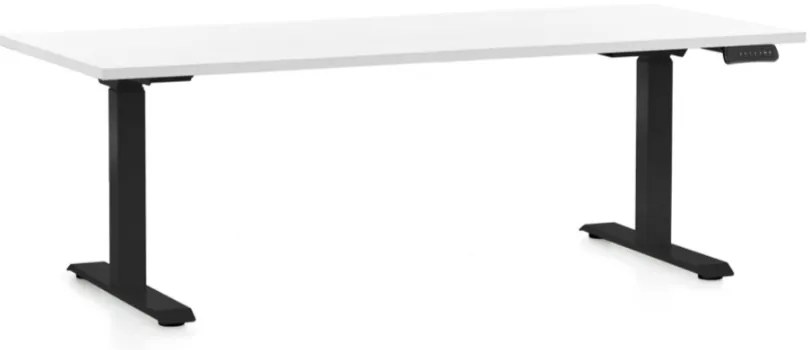 Állítható magasságú asztal OfficeTech D, 180 x 80 cm, fekete alap, fehér