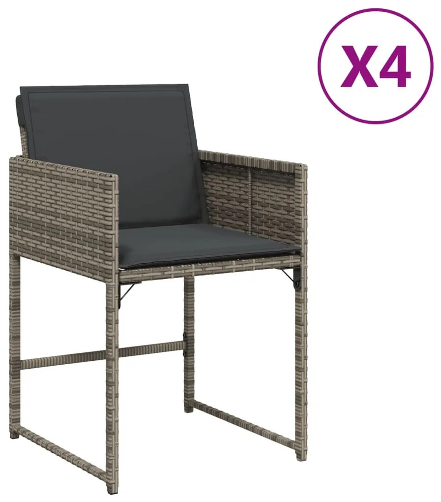 vidaXL 4 db szürke polyrattan kerti szék párnával