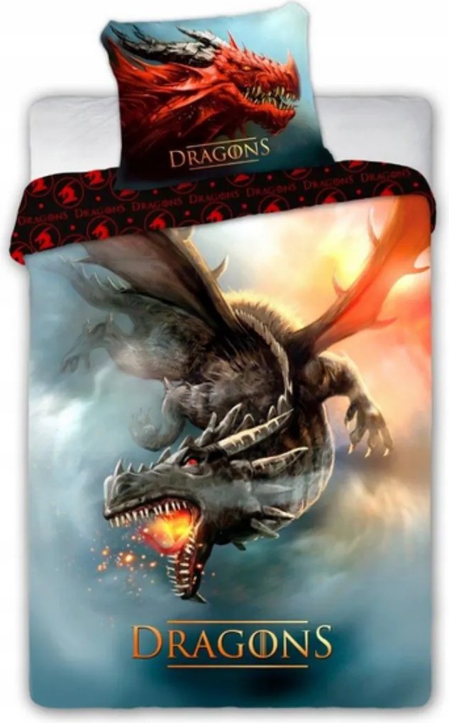 Pamut Ágyneműhuzat Tűzsárkány Dragons 160x200 Dinamikus Nyomtatás