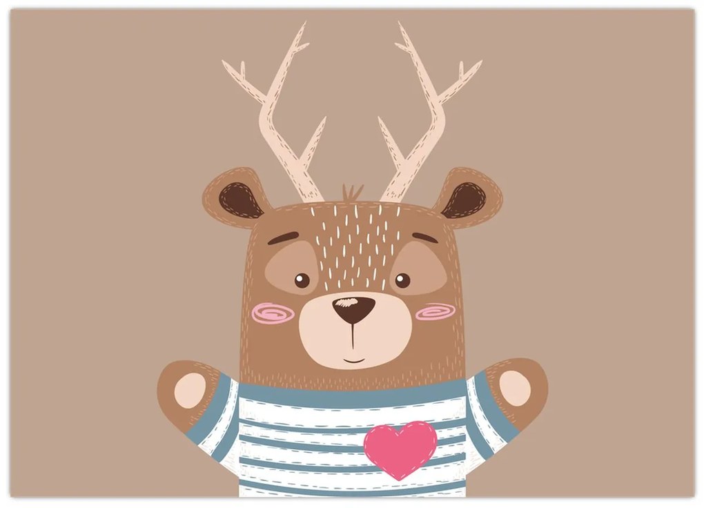 Üveg kép - Szarvas csíkos ingben (70x50 cm)