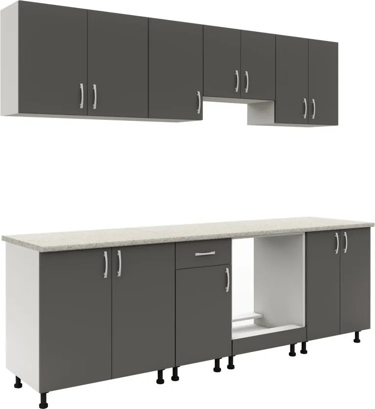 Benita 1 ajtós Alsó konyhaszekrény Antracit-Fehér 98x50x80 cm N