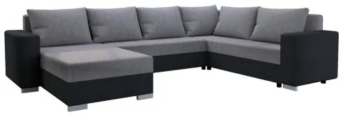 YORK kárpitozott, univerzális, kihúzható U-alakú ülőgarnitúra, szürke/fekete