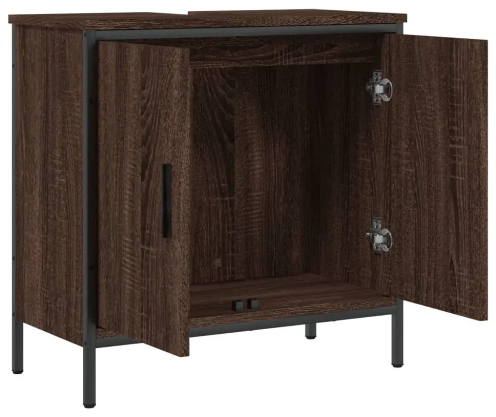 vidaXL barna tölgy szerelt fa fürdőszobai mosdószekrény 60x30x60 cm