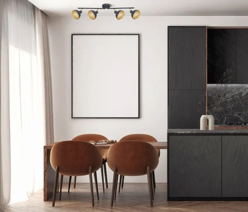 Mennyezeti Lámpa Fekete Savio ITALUX-SPL-27357-4-BK-GD