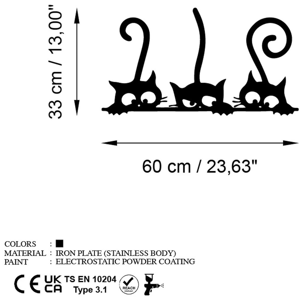 Fém fali dekoráció, Cat 5