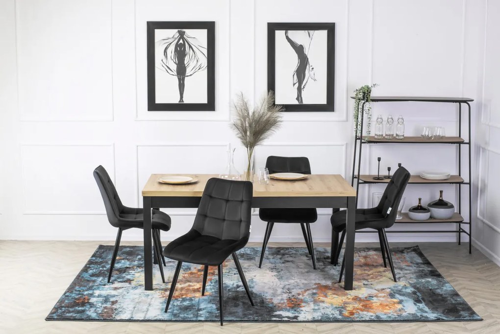 Étkezőgarnitúra Hugo asztal 4 Fekete RIO székkel